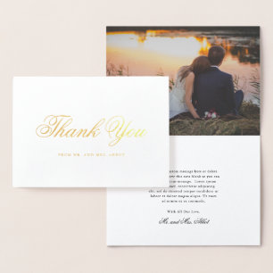 Traditional Formal Photo Elegant Wedding Thank You Foil Card