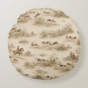 Traditional Foxhound Hunt Round Pillow
