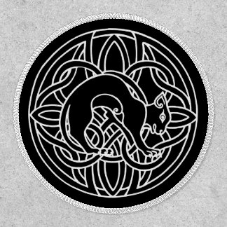 Traditional Framed Nordic Viking White Cat Patch