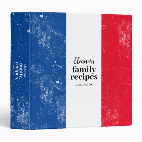 Traditional French Flag Family Recipe Cookbook  3 Ring Binder