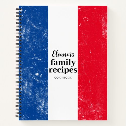 Traditional French Flag Family Recipe Cookbook Notebook