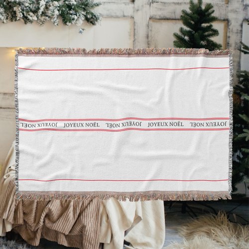 Traditional French Joyeux Nol Stripe Christmas Throw Blanket