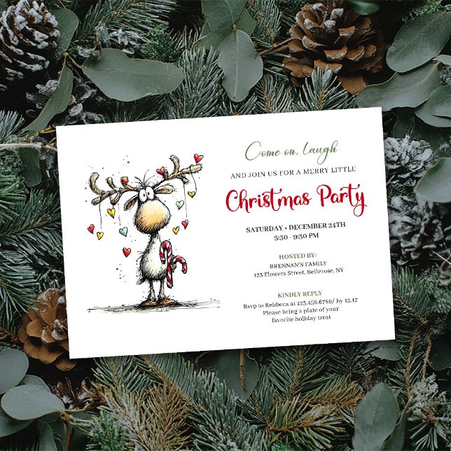 Traditional funny reindeer Christmas party invite (Traditional funny reindeer Christmas party invite

)