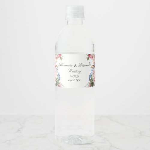 Traditional Garden Floral Water Bottle Label
