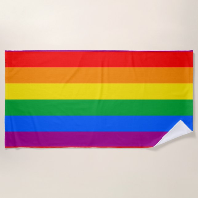 Traditional Gay Pride Flag Beach Towel (Front)