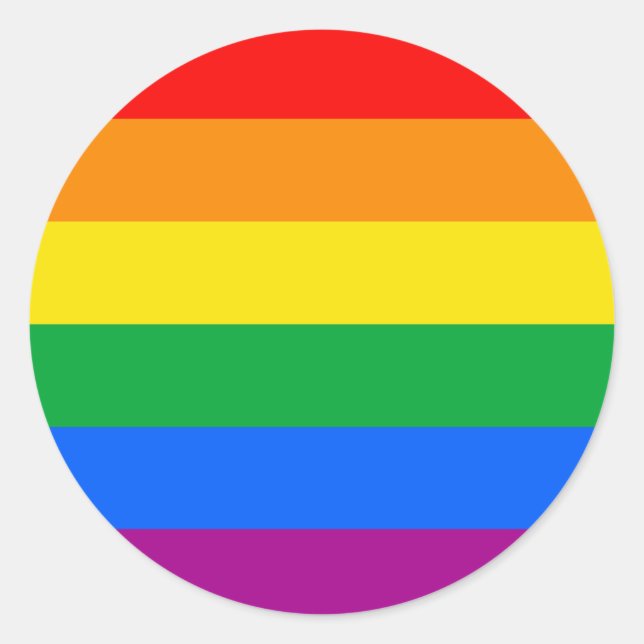 Traditional Gay Pride Flag Classic Round Sticker (Front)
