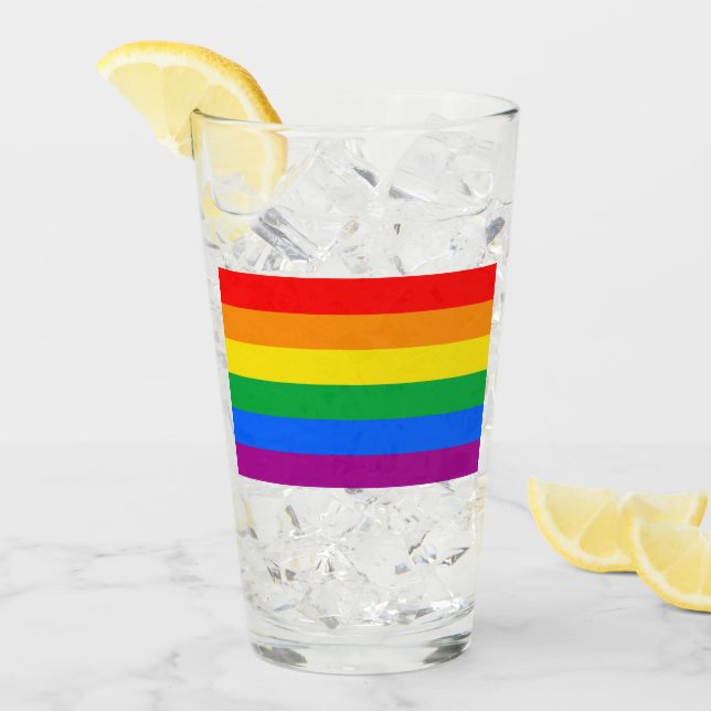 Traditional Gay Pride Flag Glass (Front Ice)