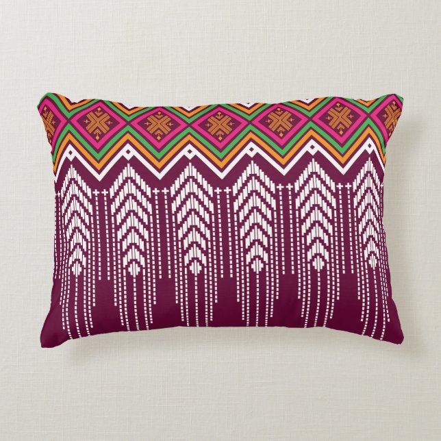 Traditional Geometric Ethnic Pattern Accent Pillow (Front)