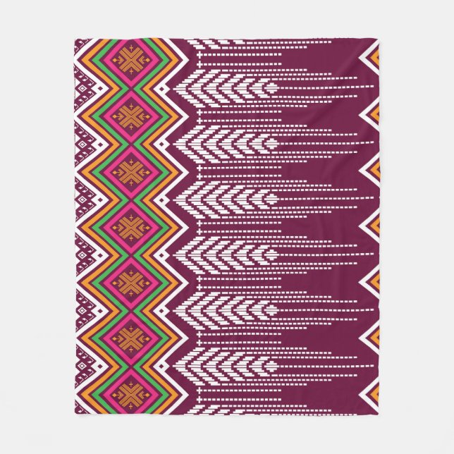 Traditional Geometric Ethnic Pattern Fleece Blanket (Front)