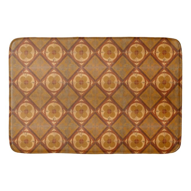 Traditional Geometric Floral Ceramic Tiles Bathroom Mat (Front)