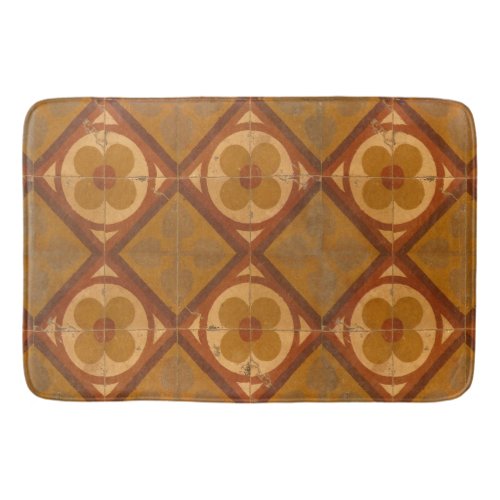 Traditional Geometric Floral Ceramic Tiles Bathroom Mat