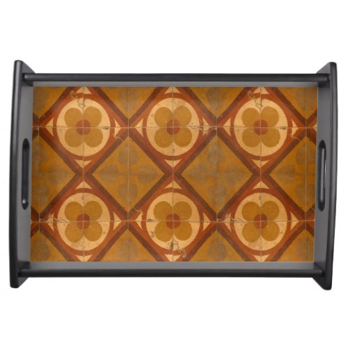 Traditional Geometric Floral Ceramic Tiles Serving Tray