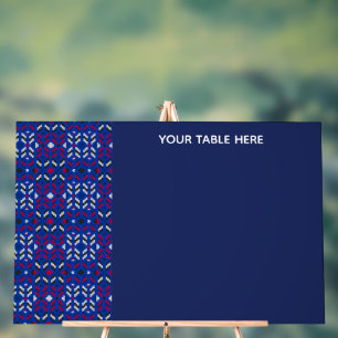 Traditional Geometric Pixel Pattern in Deep Blue  Acrylic Sign