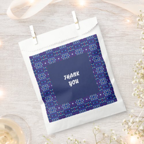 Traditional Geometric Pixel Pattern in Deep Blue  Favor Bag