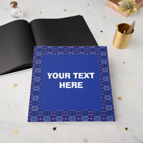 Traditional Geometric Pixel Pattern in Deep Blue  Guest Book