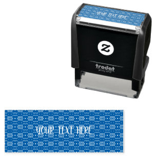 Traditional Geometric Pixel Pattern in Deep Blue  Self-inking Stamp