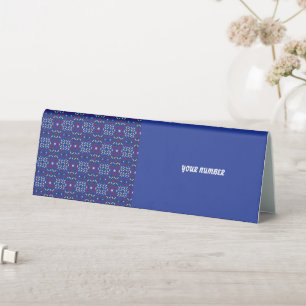 Traditional Geometric Pixel Pattern in Deep Blue  Table Tent