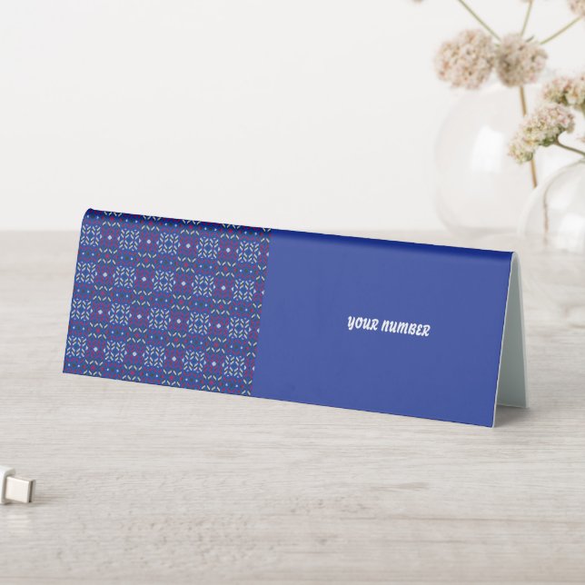 Traditional Geometric Pixel Pattern in Deep Blue  Table Tent (In SItu (Table))