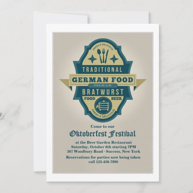 Traditional German Food Invitation (Front)