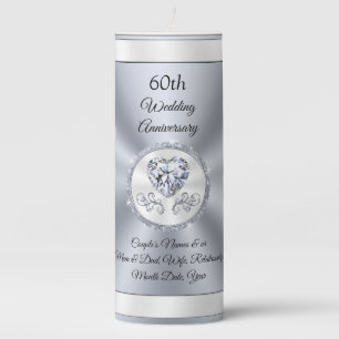 Traditional Gift for 60th Wedding Anniversary, Pillar Candle