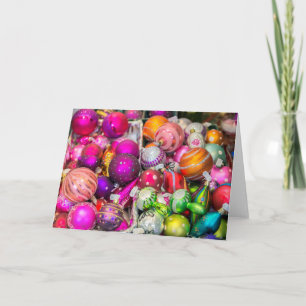 Traditional Glass Ornaments At Christmas Market Holiday Card