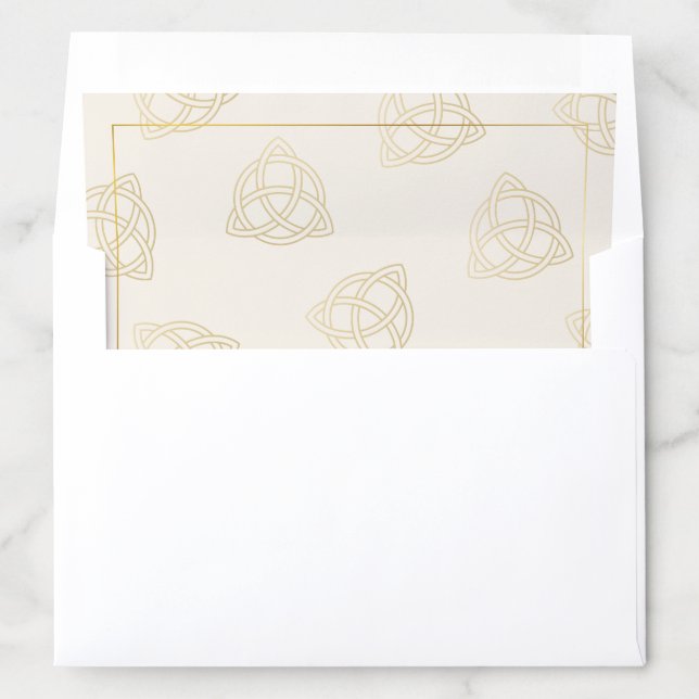 Traditional Gold Celtic Trinity Knot Pattern Cream Envelope Liner (In Envelope)