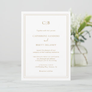 Traditional Gold Elegant Wedding Invitation