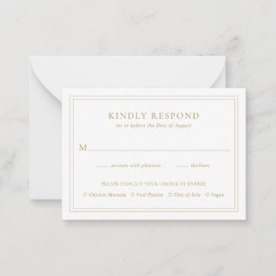 Traditional Gold Elegant Wedding Mini RSVP Card