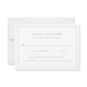 Traditional Gold Elegant Wedding RSVP Card