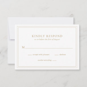 Traditional Gold Elegant Wedding RSVP Card