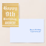 [ Thumbnail: Traditional Gold Foil 9th Birthday W/ Custom Name Foil Card ]