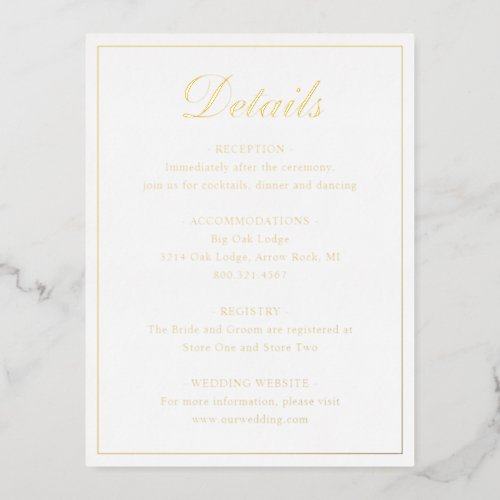 Traditional Gold Foil Wedding Enclosure Card
