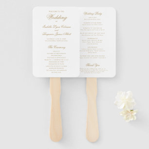 Traditional Gold Formal Elegant Wedding Program Hand Fan