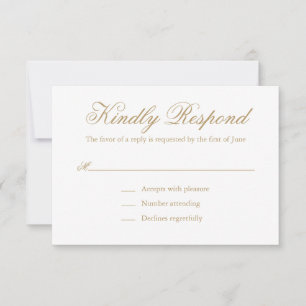 Traditional Gold Formal Elegant Wedding RSVP Card
