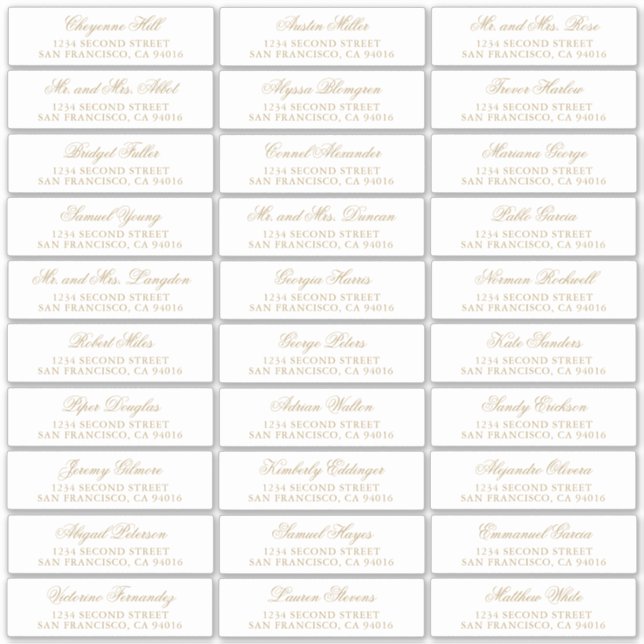 Traditional Gold Formal Elegant Wedding Sticker (Front)