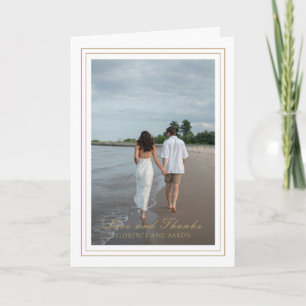 Traditional Gold Photo Timeless Wedding Thank You Card