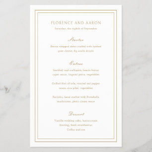 Traditional Gold Timeless Budget Wedding Menu Flyer