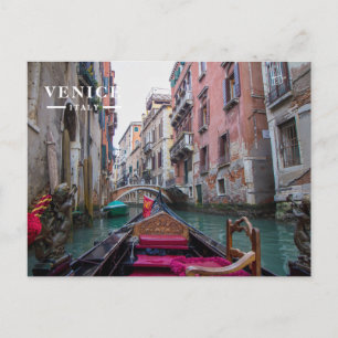Traditional Gondola Ride Venice Narrow Canal Holiday Postcard