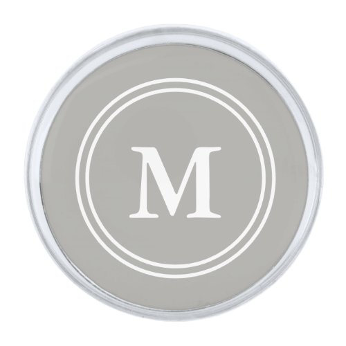 Traditional Gray and White Monogram Silver Finish Lapel Pin