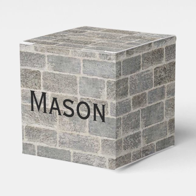 Traditional Gray Brick Favor Box (Front Side)