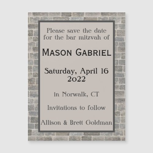 Traditional Gray Brick Magnetic Save the Date Card