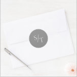 Traditional Gray Elegant Wedding Classic Round Sticker<br><div class="desc">Traditional style wedding sticker featuring a simple yet elegant design with your two initial monogram in a large serif font.</div>