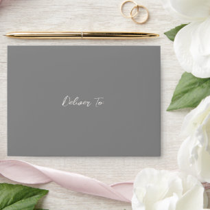 Traditional Gray Elegant Wedding Envelope