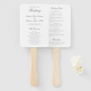 Traditional Gray Formal Elegant Wedding Program Hand Fan