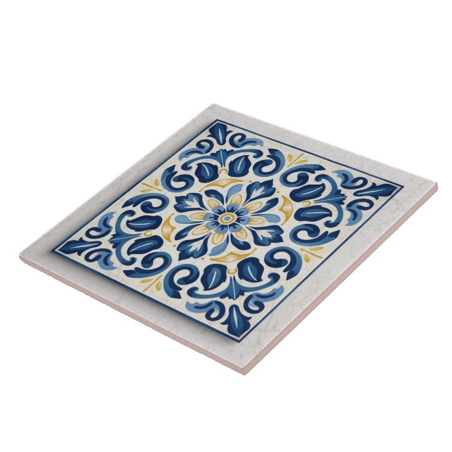 Traditional Greece Traditional Blue Art 1 Ceramic Tile (Side)