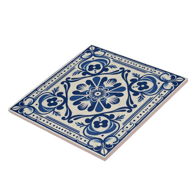 Traditional Greece Traditional Blue Art 3 Ceramic Tile (Side)