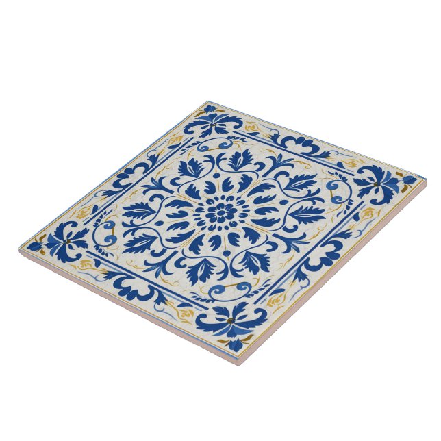 Traditional Greece Traditional Blue Art 8 Ceramic Tile (Side)