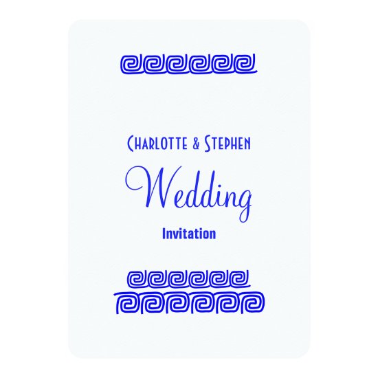 Traditional Greek Blue White Personalized Wedding Card