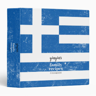 Traditional Greek Flag Family Recipe Cookbook 3 Ring Binder