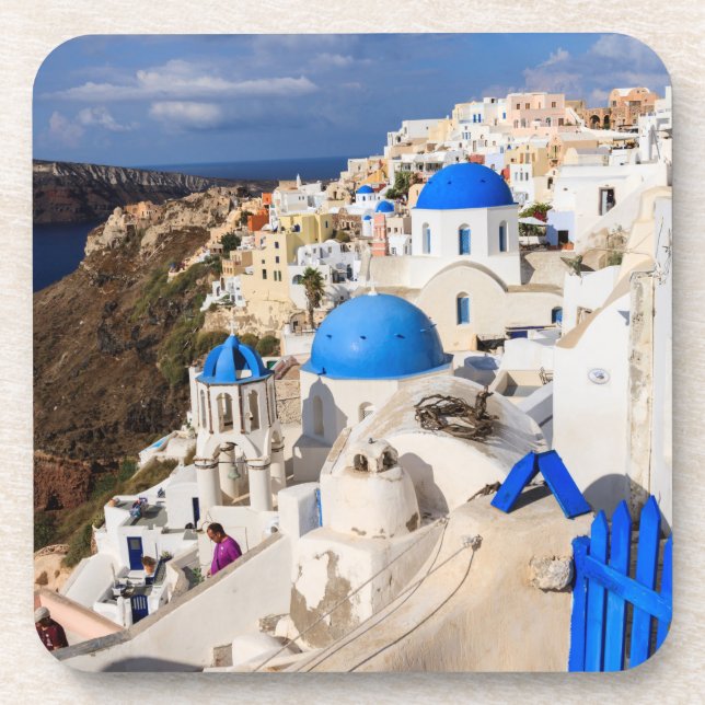 Traditional Greek Houses Beverage Coaster (Front)